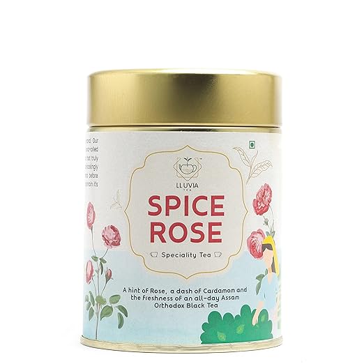 LLUVIA TEA Spice Rose With Real Rose Petals Blend I Orthodox Tea I Green Cardamon Improves Metabolism (50 g) (FROM INDIA SAB) - Related product