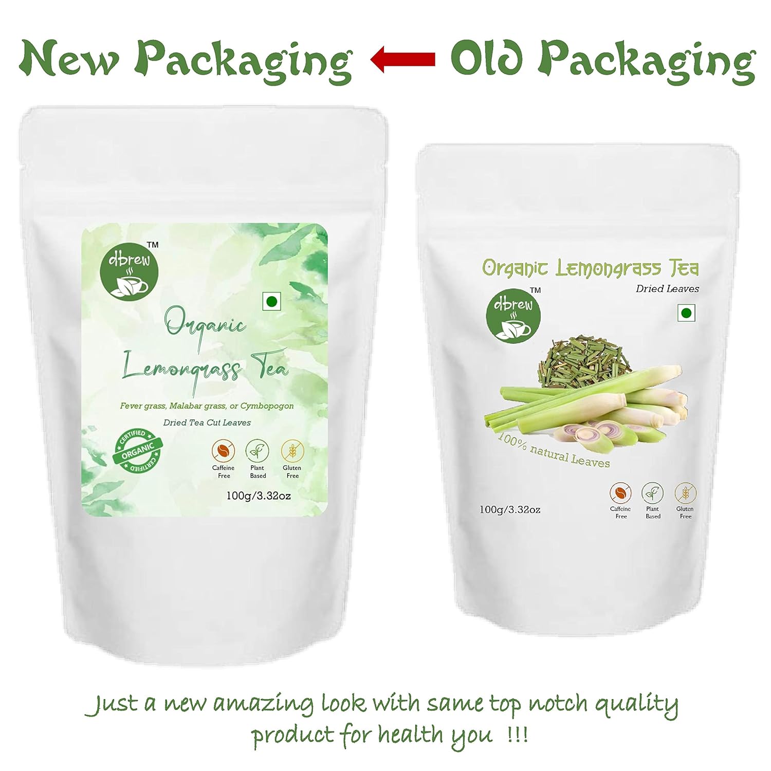 dbrew Organic Lemongrass Leaves Tea - 100gm | Loose leaves | Plant Based - Caffeine Free Tea | Herbal Tea Combo Benefit of Detox &amp; Immunity Booster | Tisane - View 2 of 4