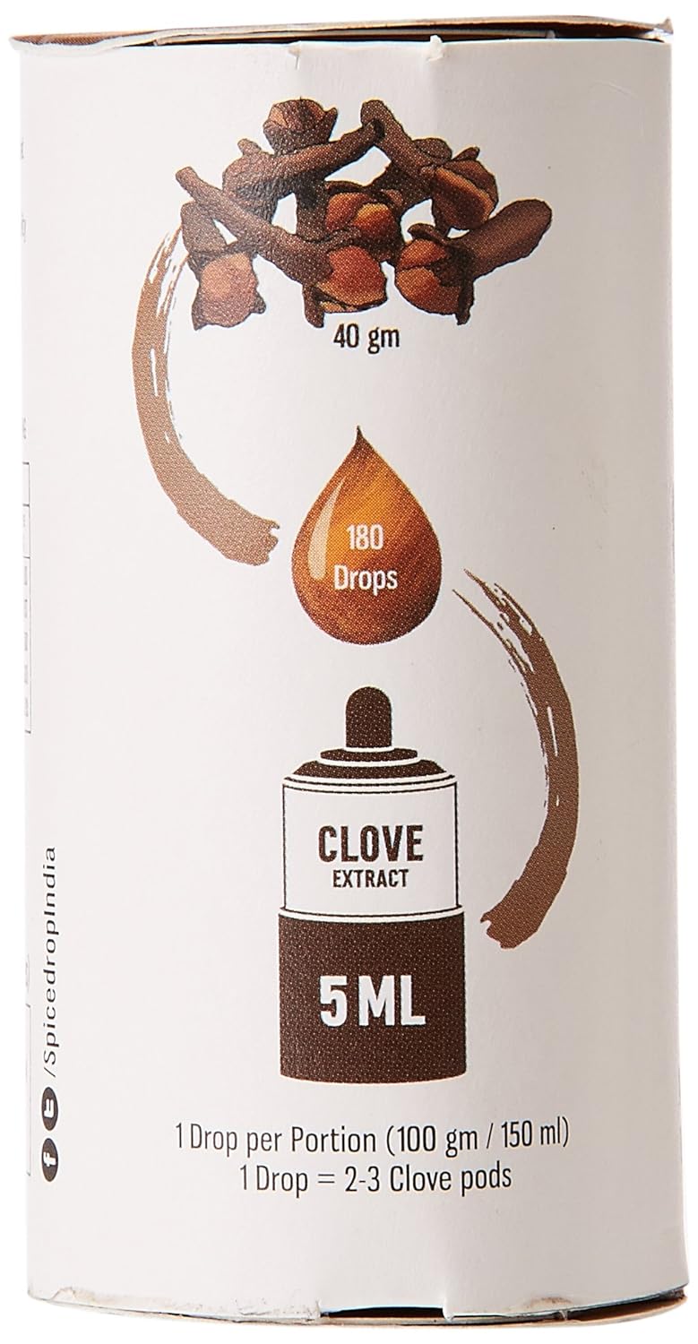 Spice Drop Clove (Laung) Extract | Natural Spice For Food And Beverages | Authentic Taste and Aromatic Flavor | Vegan | For Tea And Similar Beverages | 5ML (180 Drops equivalent to 40 grams powder) - View 2 of 2