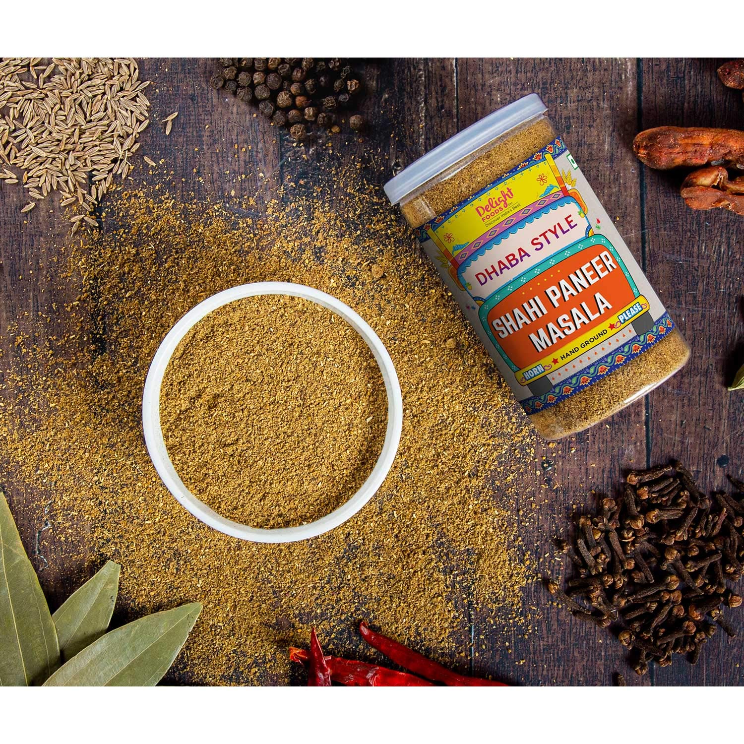 Delight Foods Dhaba Style Shahi Paneer Masala - Hand Ground - (100g) | Reusable Pet Can | with Pre Mixed Garam Masala FROM INDIA (SAM) - View 4 of 4