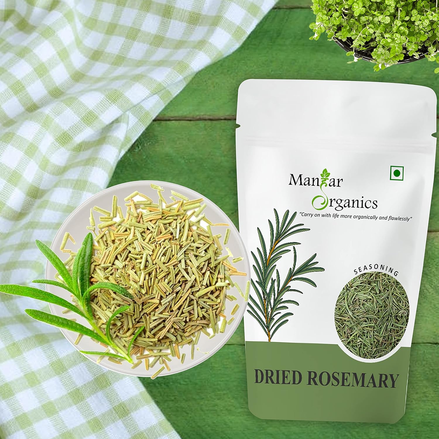 ManHar Organics Dried Rosemary Leaves 100gm - Dry Rosemary Herbal Tea for Hair growth | Seasonings Herbs & Spices - View 2 of 3