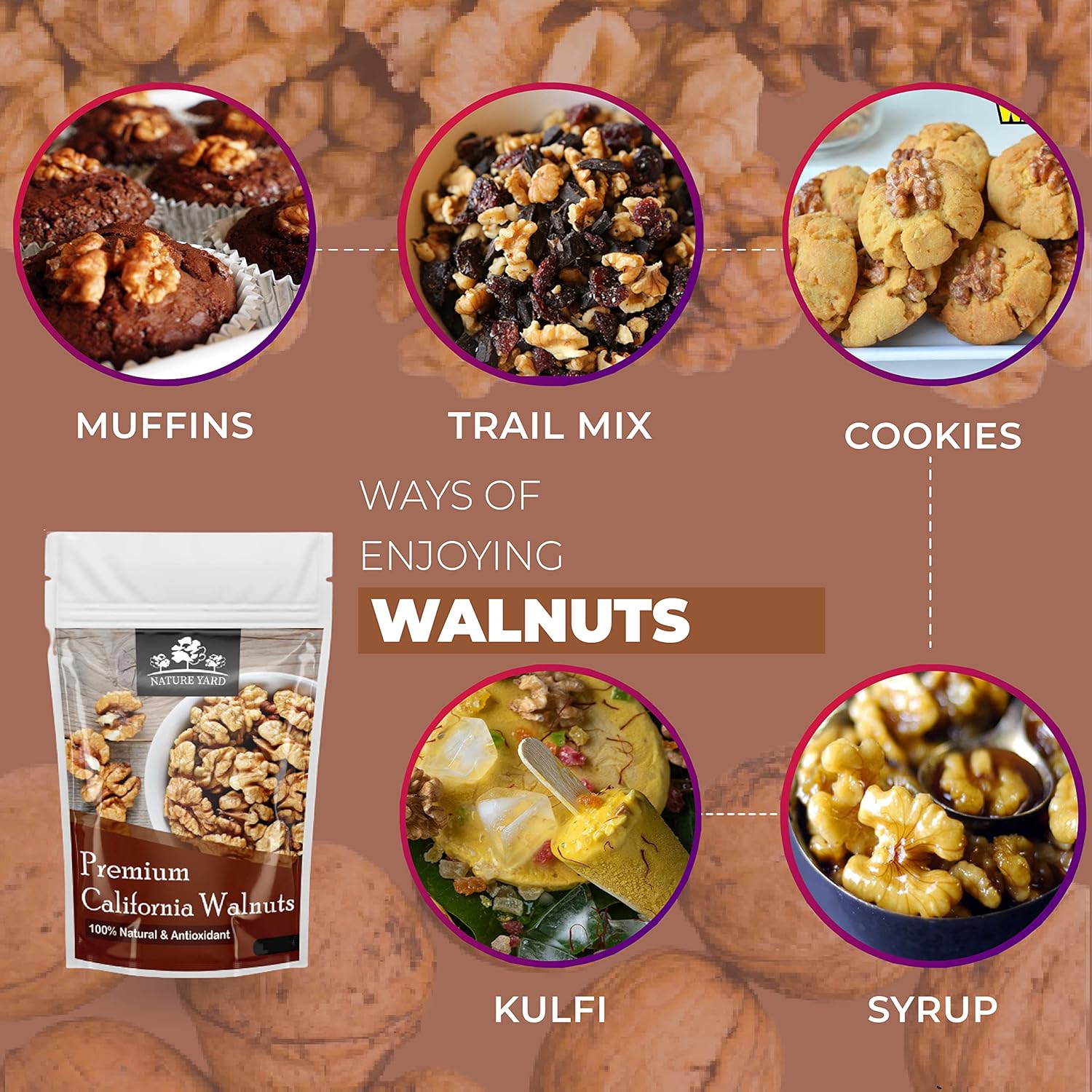 NATURE YARD Premium Organic Walnut Kernals Without Shell - 500gm - Akhrot giri dry fruit - 100% Natural and antioxidants (FROM INDIA SAB) - View 5 of 5