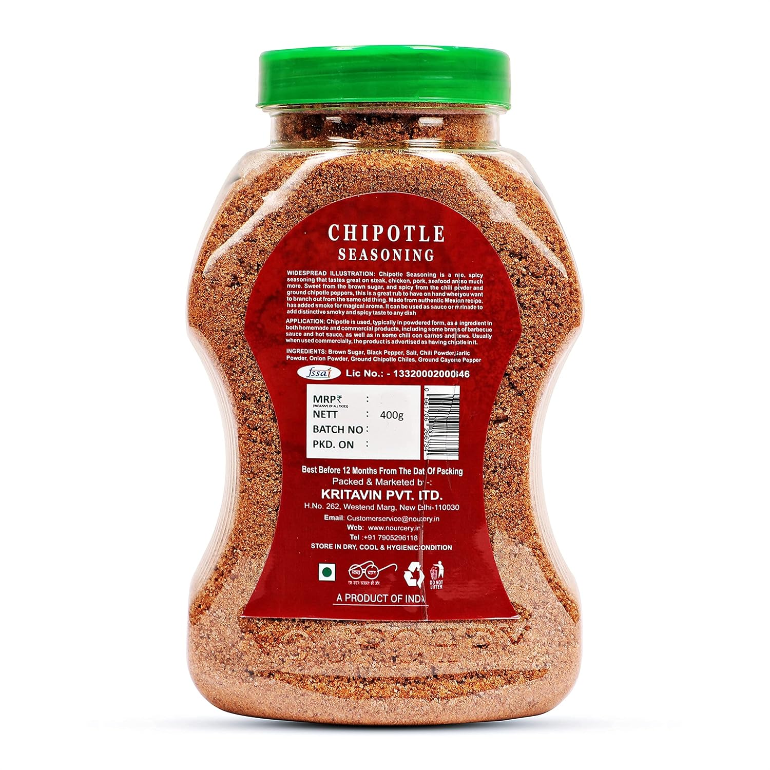 Nourcery Chipotle Seasoning, 400gm (Smoke Dried Mexican Zest) FROM INDIA (SAM) - View 2 of 3