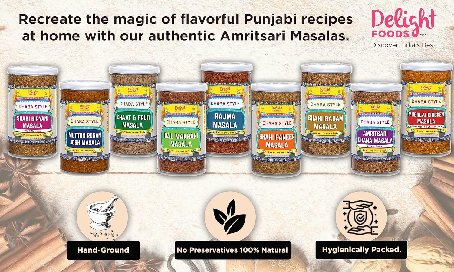 Delight Foods Dhaba Style Amritsari Chaat &amp; Fruit Masala - Hand Ground - (350g Pouch) FROM INDIA (SAM) - View 4 of 4