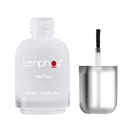 Lenphor Nail Paint Satin Gel Finish, Shiny Smooth Nail Colour, Long Lasting, Fade Resistant, Quick Dry, Glassy Finish, Glossy Luster Nail Polish, Satin Gel Finish, Cool Shade (Clear Snow 12ml) - View 2 of 3