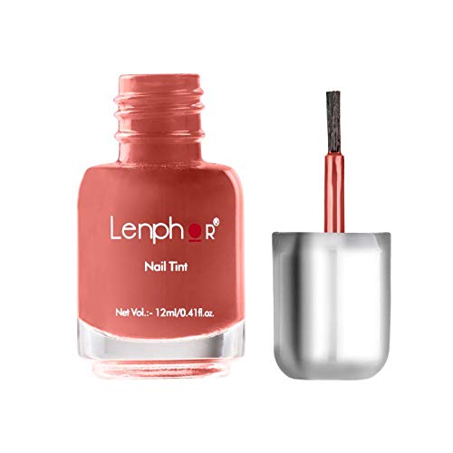 Lenphor Nail Paint Satin Gel Finish, Shiny Smooth Nail Colour, Long Lasting, Fade Resistant, Quick Dry, Glassy Finish, Glossy Luster Nail Polish, Satin Gel Finish, Cool Shade (Shade, Cinnamon 12ml) - View 2 of 3