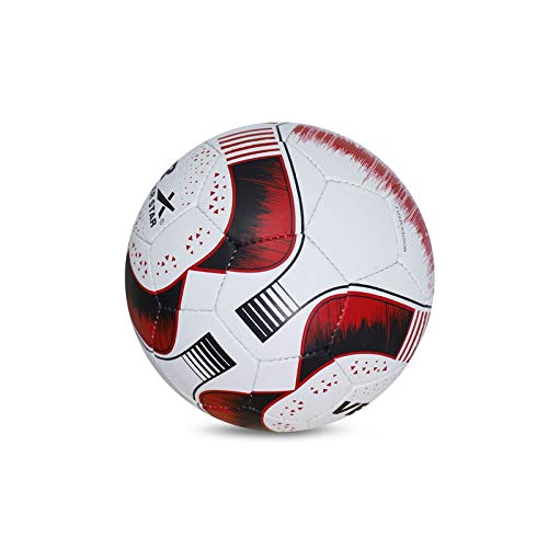 Vector X Soccer-Star Hand Stitched Football | Sports | Match | Training | Practice | Professional Soccer Football | White-Red Color | Size-5 |  (FROM INDIA SAB) - Image 2