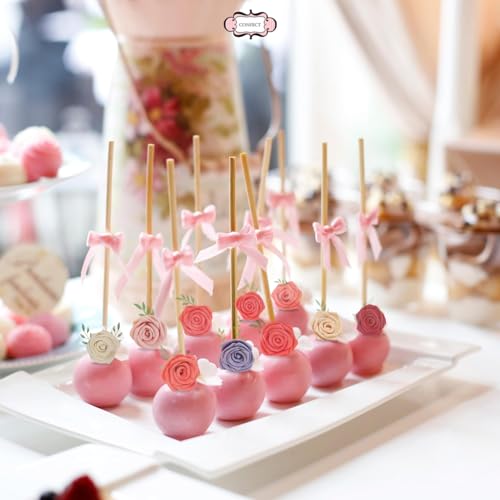 Confect Valentine Edible Rose Cake Toppers For Cupcakes | Valentines day Cake Toppers | Roses for Cake Decorations Pack of 12 - Taffy Pink (FROM INDIA SAB) - View 4 of 4