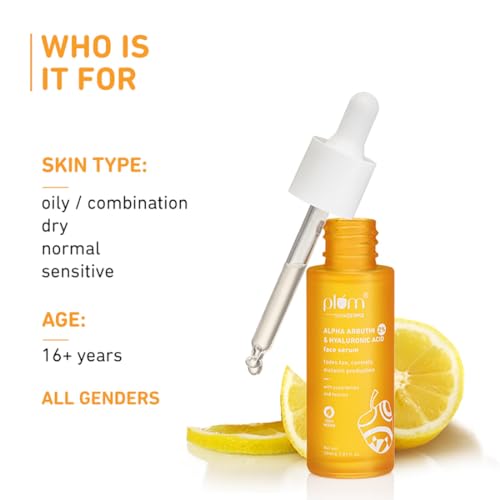 Plum 2% Alpha Arbutin &amp; Hyaluronic Acid Face Serum | Fades Tan | Brightens Skin | Controls Melanin Production | with Yuzu Lemon &amp; Licorice | Fragrance-Free | 100% Vegan | 30 ml (FROM INDIA SAB) - View 4 of 4