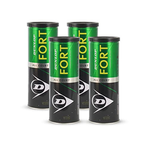 Dunlop Fort All Court Tennis Ball (Material: Rubber, Color: Green) Standard Size (4 Can | 12 Balls (3 Balls/Can)  (FROM INDIA SAB) - Shop at Colombo Mall