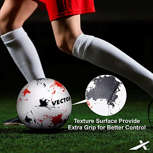 Vector X Neo Rubber Moulded Football (Color : White-Black-Red) Size : 5  (FROM INDIA SAB) - View 3 of 4