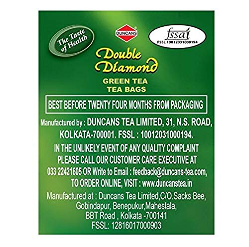 Duncans Double Diamond 100% Natural &amp; Pure Green Tea (Pack of 3 x 25 Tea Bags) (FROM INDIA SAB) - View 4 of 5