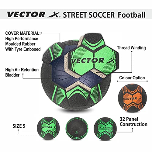 Vector X Street Soccer Rubber Moulded Football Size-5 (Green, Black)  (FROM INDIA SAB) - View 4 of 4