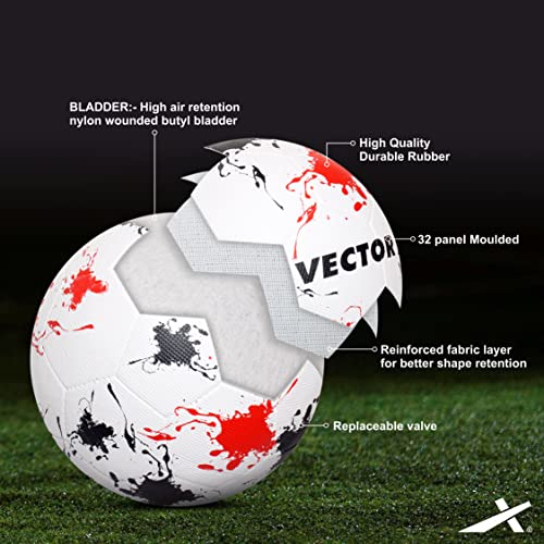 Vector X Neo Rubber Moulded Football (Color : White-Black-Red) Size : 5  (FROM INDIA SAB) - View 2 of 4