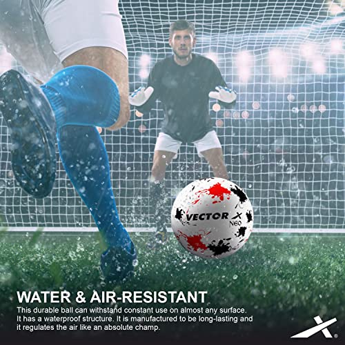 Vector X Neo Rubber Moulded Football (Color : White-Black-Red) Size : 5  (FROM INDIA SAB) - View 4 of 4