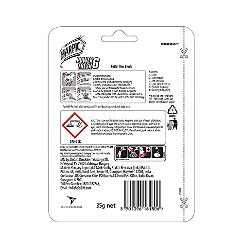 Harpic 35 gm - Floral Delight, Power Fresh 6 Toilet Cleaner Rim Block | Toilet flush cleaner blocks FROM INDIA(SAM) - View 2 of 7