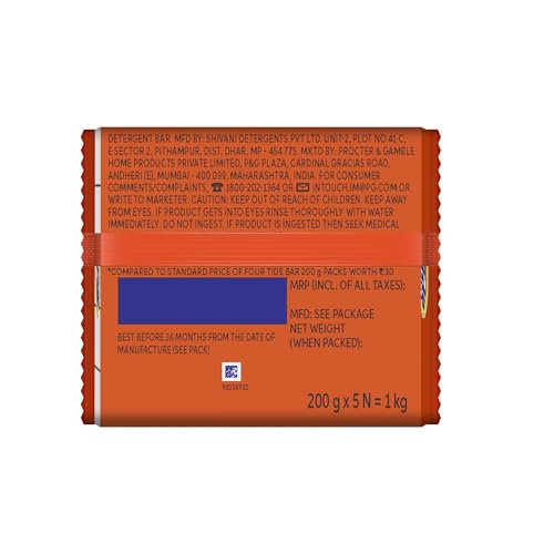 Tide White Detergent Bar Soap, 200g (4+1 Free) FROM INDIA(SAM) - View 2 of 6