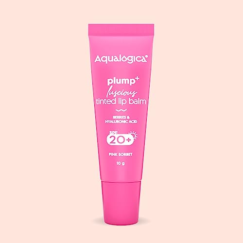 Aqualogica Pink Sorbet Plump+ Luscious Lightweight Tinted Lip Balm for Women &amp; Men - Lip Mask with Spf 20+ with Berries &amp; Hyaluronic Acid for Intense Hydration, Lip Lightening &amp; Pink Lips -10g (FROM INDIA SAB) - View 3 of 3