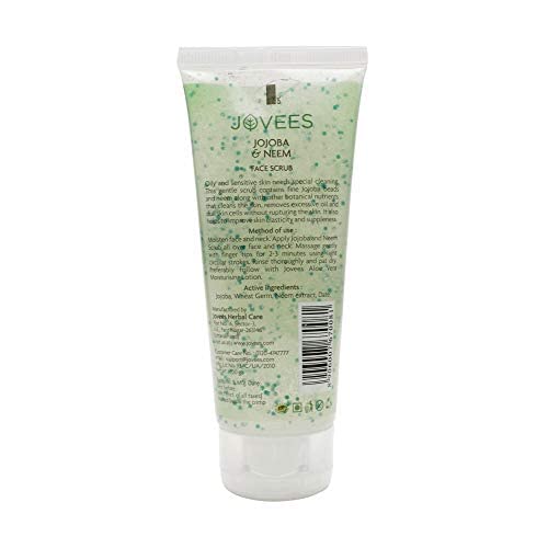 Jovees Herbal Jojoba &amp; Neem Face Scrub For Oily and Sensitive Skin, 100g |Improves Skin Elasticity and Restores Suppleness | Paraben &amp; Alcohol Free | - View 2 of 3