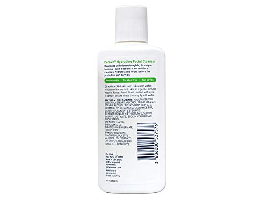 CeraVe Hydrating Face Wash | 3 Fluid Ounce Travel Size | Daily Facial Cleanser for Dry Skin | Fragrance Free 87ml - View 3 of 3
