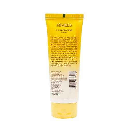 Jovees Herbal Sun Protective Sunscreen SPF 40, 100g | Lightweight and Oil Free - UVA &amp; UVB Protection | Normal to Dry Skin Types | Paraben &amp; Alcohol Free - View 3 of 3