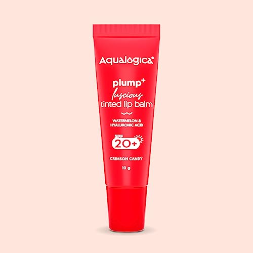 Aqualogica Plump+ Luscious Tinted Lip Balm for Men &amp; Women - Lip Mask for Dry, Dark &amp; Pigmented Lips with Watermelon &amp; Hyaluronic Acid -10g (Crimson Candy) (FROM INDIA SAB) - View 2 of 3