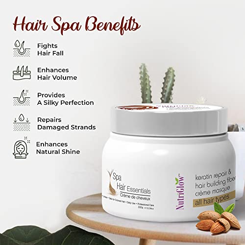NutriGlow Hair Spa Cream with Keratin Repair Formula for All Hair Types, Professional Care - 300g - View 3 of 3