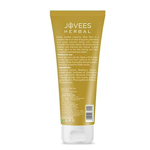 Jovees Herbal Insta Fair Liquorice Clay Pack For Brighter Glowing Skin, 120g | All Skin Types | Paraben &amp; Alcohol Free |Pack of 1 - View 3 of 3