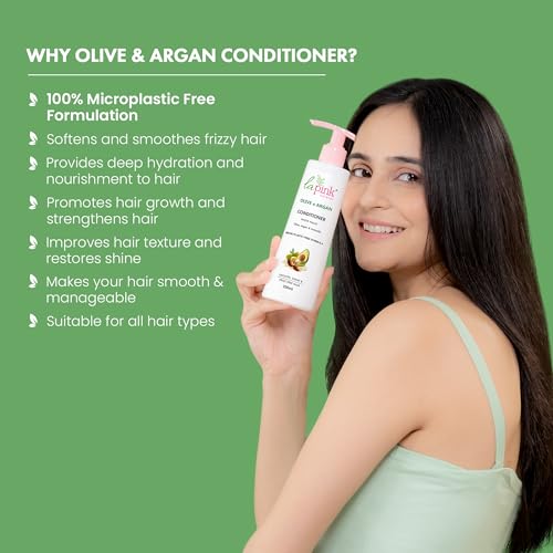 La Pink Olive &amp; Argan Conditioner with Avocado | For Smooth, Shine Frizz-Free Hair | 100% Microplastic Free Formula | All Hair Types | 250ml (FROM INDIA SAB) - View 3 of 4