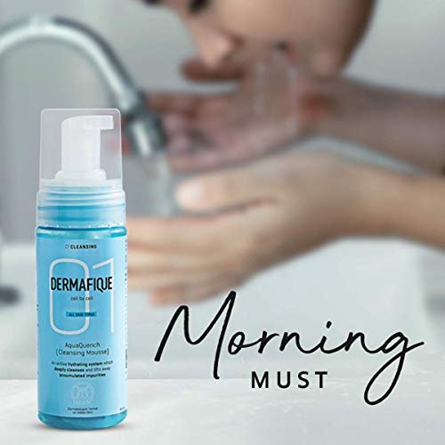 Dermafique AquaQuench Foaming Mousse – 150ml, Powered with Micro Water Droplets that Hydrates Skin, Enriched with Pro Vitamin E &amp; Vitamin B5 | Soap, Paraben &amp; Alcohol Free | Dermatologist Tested - View 3 of 4