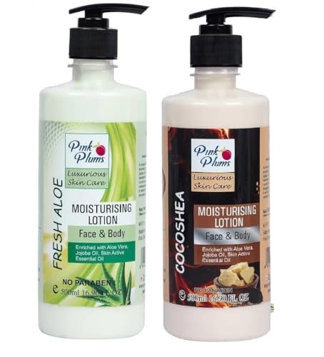 Pink Plums Body Lotion (Face &amp; Body) Aloe Vera &amp; Coco Shea (500 ml X 2 pcs Combo Pack) Deep Hydrating Moisturising Lotion/Paraben Free  (FROM INDIA SAB) - View 2 of 3