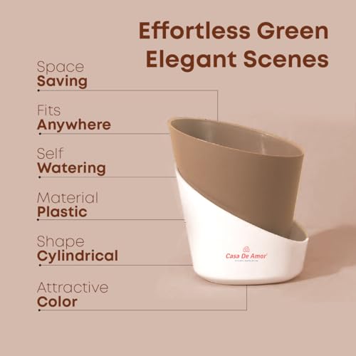 Casa De Amor Self Watering Pots for Indoor Plants | Home Decor, Living Room, Kitchen, Bedroom, Table Top, Office, Gifting | Plants not Included (Dusky Brown, Pack of 1) (FROM INDIA)NUZ - View 5 of 5