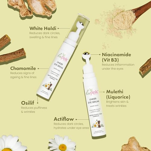 La Pink Young Forever Under Eye Serum with White Haldi, Licorice &amp; Vit B3 (Niacinamide) | Lightens Dark Circles,Puffy Eyes | 100% Microplastic Free Formulation 15 ML (FROM INDIA SAB) - View 3 of 3