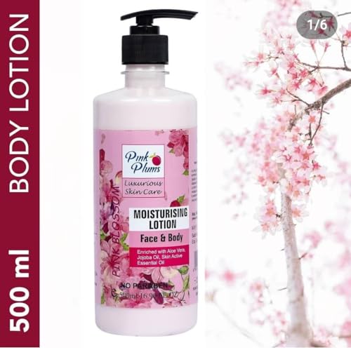 Pink Plums Body Lotion (Face &amp; Body) Pink Blossom &amp; Aloe Vera (500 ml X 2 pcs Combo Pack) Deep Hydrating Moisturising Lotion/Paraben Free  (FROM INDIA SAB) - View 2 of 4