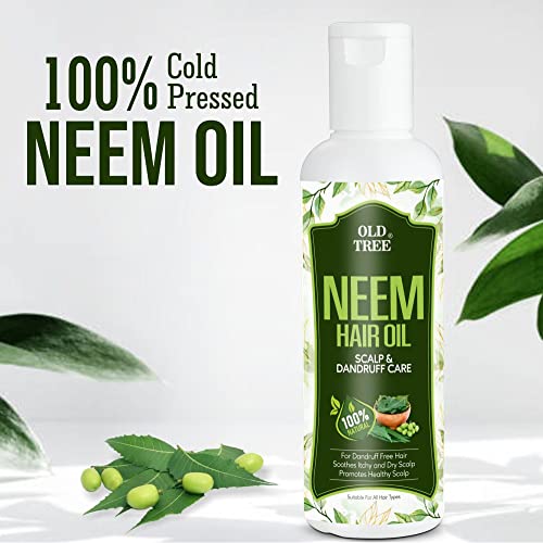 Old Tree Neem Hair Oil - 100% Natural, Organic, Nourishing &amp; Moisturizing, Promotes Hair Growth, Prevents Dandruff, Soothes Itchy Scalp, Suitable for All Hair Types - 200ml FROM INDIA (SAM) - View 2 of 3