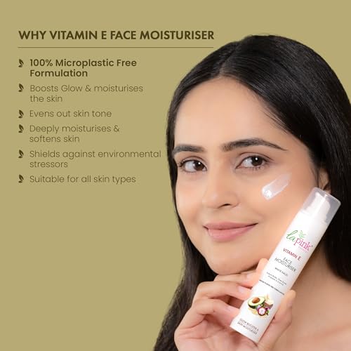 La Pink Vitamin E Face Moisturiser with White Haldi, Glow Booster, Oil Free &amp; Lightweight | 100% Microplastic Free Formulation | Suitable for All Skin Types | 50 gm (FROM INDIA SAB) - View 3 of 3