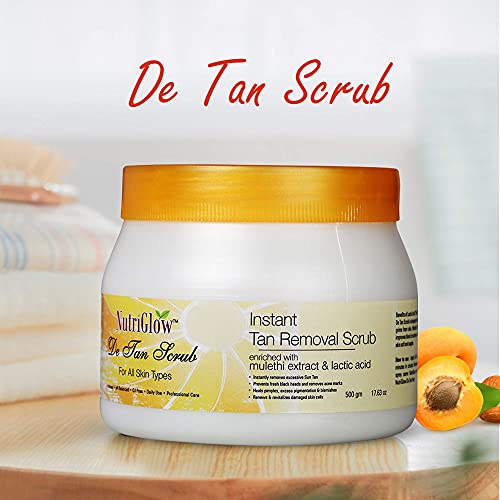 NutriGlow De Tan Scrub For Deep Exfoliation Tan Removal, Brightening Skin, Acne Prone, Blackheads, Pore Cleanser, Oily Skin, No Paraben &amp; Sulpahate, 500 gm(FROM INDIA)JEZ - View 2 of 3