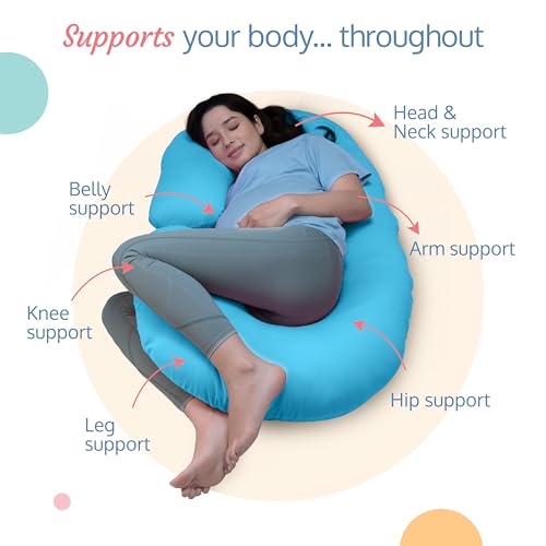 LuvLap Maternity Pillow for Pregnancy Sleeping, Maternity Pillow for Pregnant Women, C-Shaped Pillow, Full Body Pillow, Washable Cover, Ideal for Pregnant Women &amp; Nursing Moms (Blue Radiance) (FROM INDIA SAB) - View 2 of 4