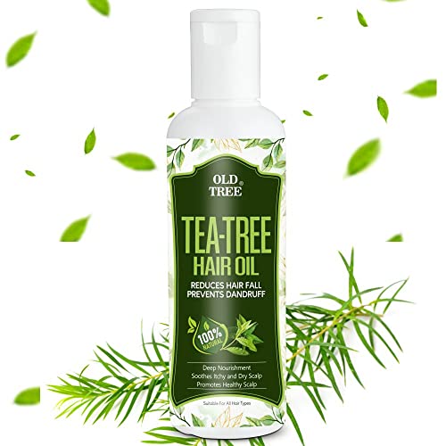 Old Tree Tea Tree Oil for Dry Hair &amp; Scalp - 100% Pure, Natural &amp; Undiluted - Deeply Moisturizing, Soothing &amp; Nourishing, for Itchy, Flaky Scalp - 200ml FROM INDIA (SAM) - View 2 of 3