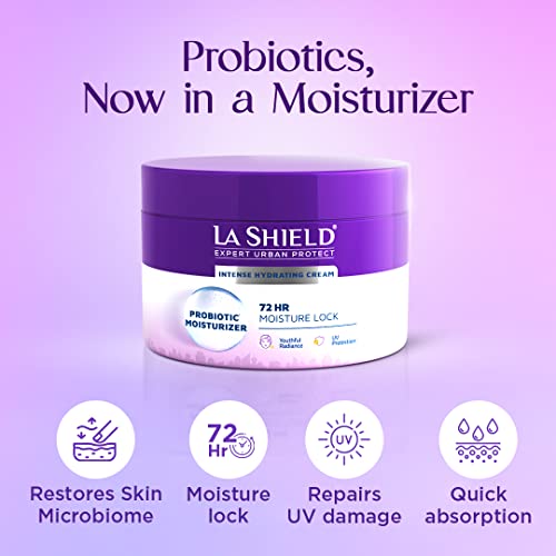 La Shield Probiotic Moisturizer Face Cream | 72 HR Hydration | Soft &amp; Supple Skin | For Dry Skin, Normal Skin, Oily Skin &amp; Sensitive Skin | Quick Absorption I Repairs UV Damage | Dermatologically Tested I 50g | Pack of 2 (FROM INDIA SAB) - View 2 of 4