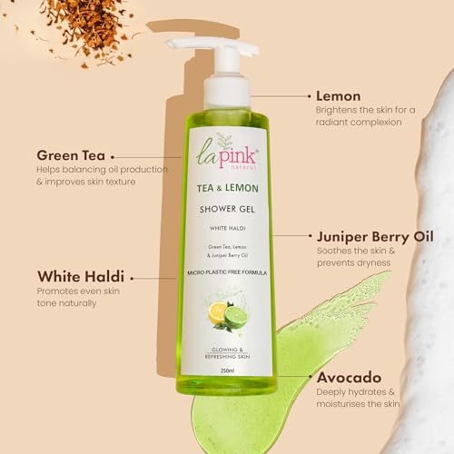 La Pink Tea &amp; Lemon Shower Gel with White Haldi | For Glowing &amp; Refreshing Skin | 100% Microplastic Free Formulation, 250 ML (FROM INDIA SAB) - View 3 of 3