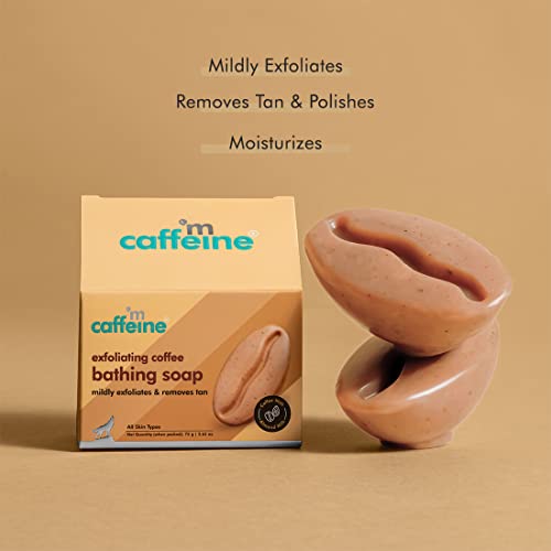 mCaffeine Exfoliating Tan Removal Soap with Coffee, Almond Milk &amp; Caramel | De Tan Bathing Soap for Polishing &amp; Moisturizing the Skin | Bean Shaped Soap for bath with Fresh Coffee Aroma for both Women and Men | Natural &amp; Vegan - View 3 of 3