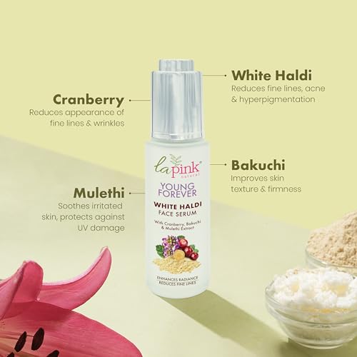 La Pink Young Forever Face Serum | 100% Microplastic Free Formula | Reduces Fine Lines, Pigmentation, Dark Spots &amp; Scars | White Haldi | For Younger Radiant Skin | All Skin Types | 30ml (FROM INDIA SAB) - View 2 of 4