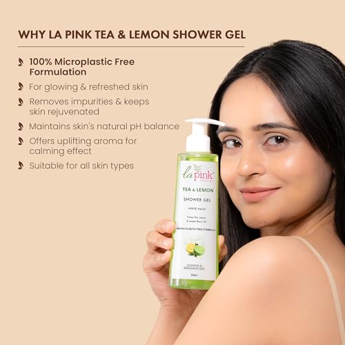 La Pink Tea &amp; Lemon Shower Gel with White Haldi | For Glowing &amp; Refreshing Skin | 100% Microplastic Free Formulation, 250 ML (FROM INDIA SAB) - View 2 of 3