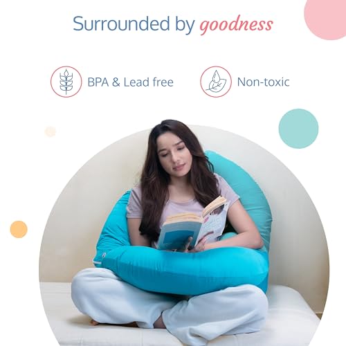 LuvLap Maternity Pillow for Pregnancy Sleeping, Maternity Pillow for Pregnant Women, C-Shaped Pillow, Full Body Pillow, Washable Cover, Ideal for Pregnant Women &amp; Nursing Moms (Blue Radiance) (FROM INDIA SAB) - View 3 of 4