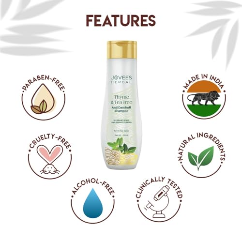 Jovees Herbal Thyme &amp; Tea Tree Anti Dandruff Shampoo | With Tea Tree, Thyme &amp; Lemon Extract | For All Hair Type | Prevents Dandruff &amp; Dry Scalp 150ML - View 3 of 3