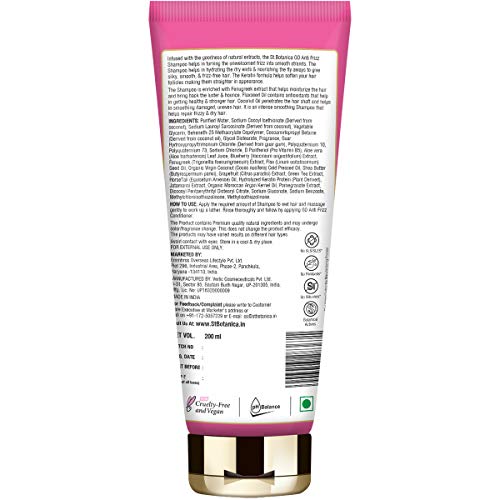 St.Botanica GO Anti-Frizz Hair Shampoo - With Coconut Oil, Shea Butter, Keratin, No SLS/Sulphate, Paraben, Silicones, Colors, 200ml (FROM INDIA SAB) - View 2 of 2