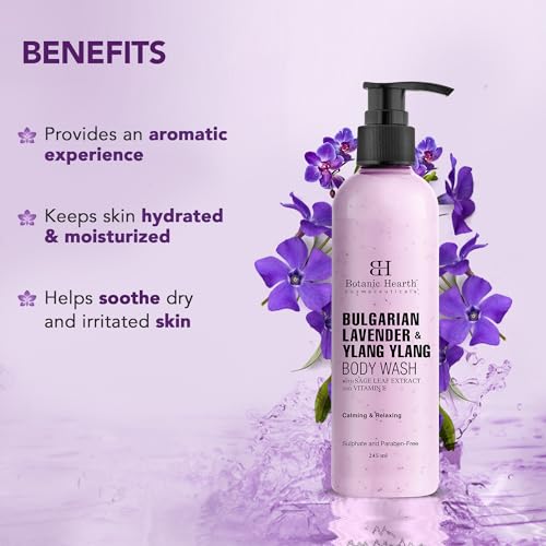 Botanic Hearth Bulgarian Lavender &amp; Ylang Ylang Body Wash with Vitamin E, Sage Leaf Extracts | Calming &amp; Relaxing | Sulphate &amp; Paraben Free | Shower Gel for Men and Women | 245ml - View 2 of 4