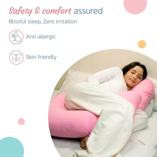 LuvLap Maternity Pillow for Pregnancy Sleeping, Maternity Pillow for Pregnant Women, C-Shaped Pillow, Full Body Pillow, Washable Cover, Ideal for Pregnant Women &amp; Nursing Moms (Deep Pink) (FROM INDIA SAB) - View 2 of 3
