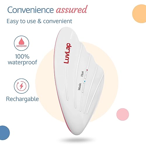 LuvLap 2-in-1 Warming Lactation Breast Massager, Pain relief with 3-level heat &amp; 6-level vibration adjustment, for Breastfeeding, Pumping, Clears Clogged Ducts, Engorgement, Waterproof, White &amp; Pink (FROM INDIA SAB) - View 3 of 3